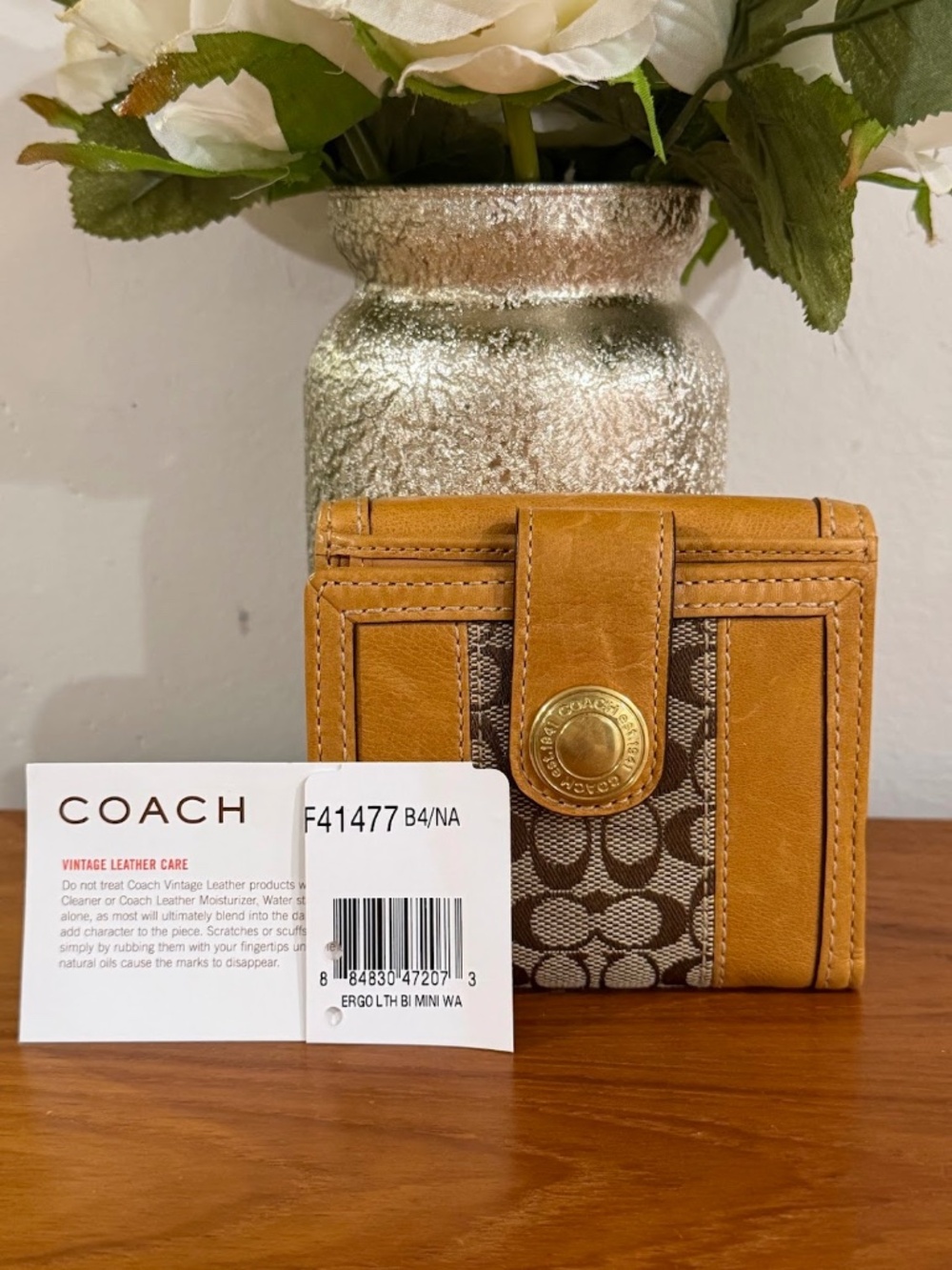 Coach Ergo Signature Bifold Leather Mini Wallet Style F41477 Vintage Y2K
